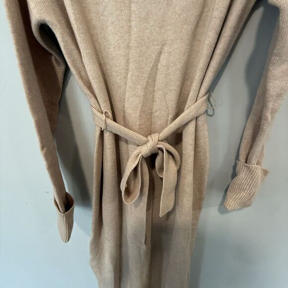 PAIGE Raundi Cutout Turtleneck Midi Wool Blend Dress In Camel Size Large 1603 - Picture 8 of 12